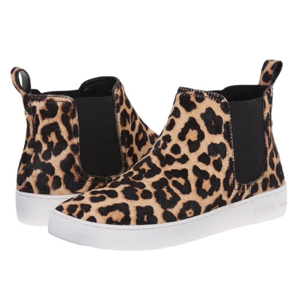 Michael Kors Keaton Bootie Natural Cheetah Pull On Ankle Sneakers Shoes Size 8.5